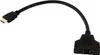 A black HDMI splitter cable with one input and two outputs, shown against a white background. Náhled obrázku produktu