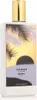 A white perfume bottle with a decorative label depicting a sunset over water with palm trees. Podgląd zdjęcia produktu