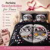 Bettwäsche Mikrofaser 135x200cm 4-tlg Set Schwarz Eulen Produktbild-Vorschau 3