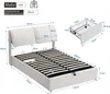 A diagram showing the dimensions of a white bed frame with a headboard and mattress support. Produktbild-Vorschau