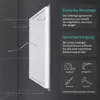 A mirror with LED lighting is shown mounted on a wall, with diagrams illustrating its features and installation. Produktbild-Vorschau