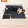 A woman is doing a push-up on a black interlocking floor mat. There are dimensions and product details listed. Náhled obrázku produktu