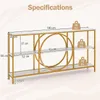 A diagram showing the dimensions of a console table with decorative circles. Náhľad obrázku produktu