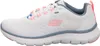 Side view of a white Skechers Flex Appeal 5.0 shoe with pink and blue accents. Podgląd zdjęcia produktu