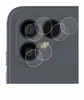 A close-up view of a smartphone's rear camera module, with several circular protective films overlaid on the lenses. Produktbild-Vorschau