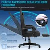 A gaming chair with various features highlighted by text and icons. Podgląd zdjęcia produktu
