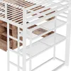 Bílá podkrovní postel s kovovým rámem, LED světlem, psacím Náhled obrázku produktu 12