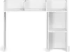 A white desk with shelves on a white background. Produktbild-Vorschau
