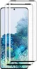 Three transparent screen protectors are stacked on top of each other, with a blurred background image of blue and green foliage. Produktbild-Vorschau