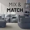 A modern living room with modular seating and beanbag chairs. Anteprima dell’immagine prodotto