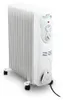 A white oil-filled radiator with wheels and a control panel. Podgląd zdjęcia produktu