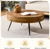 Table basse ronde de 70 cm, aspect bois, MDF, pieds en Voir les images du produit 6