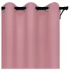 A close-up view of a pink curtain hanging from a black curtain rod. Náhled obrázku produktu