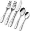 A set of stainless steel cutlery, including forks, a knife, and spoons, arranged on a white background. Produktbild-Vorschau