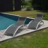 Lot de 2 transats GALAPAGOS en textilène gris - aluminium Voir les images du produit 2
