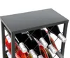 A close-up view of a black metal wine rack holding several bottles of wine. Produktbild-Vorschau