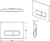 Technical drawings of a toilet flush plate with dimensions. Produktbild-Vorschau