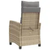 Rear view of a beige rattan garden chair with gray cushions. Podgląd zdjęcia produktu