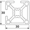 Länge 1580mm - Design-Aluminiumprofil 30x30L 2 Nuten Produktbild-Vorschau 2
