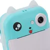 A close-up view of a blue toy camera with a cute cat face design. Produktbild-Vorschau