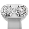 A close-up, top-down view of a white lint remover with two silver mesh heads. Produktbild-Vorschau
