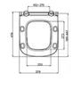 A technical drawing of a toilet seat with dimensions indicated. Náhľad obrázku produktu