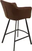 A brown bar stool with black metal legs, shown from the back and side. Produktbild-Vorschau