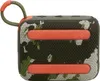 A close-up view of the side of a portable Bluetooth speaker with a camouflage pattern. Voir les images du produit