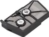 A close-up, isolated shot of a black and silver air filter for a chainsaw. Voir les images du produit