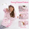 Kuscheliger Hoodie rosa mit Einhörnern aus dickem Flanell – Produktbild-Vorschau 2