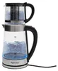 A glass electric kettle with a teapot on top, against a white background. Náhled obrázku produktu