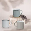Kaffeebecher 6er Set Emaille-Optik einfarbig Vintage Produktbild-Vorschau 4
