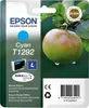 Packaging for an Epson cyan ink cartridge with an image of an apple. Voir les images du produit