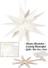 A white paper star lantern with gold dots, shown hanging, with a close-up inset of the lantern's interior and a separate image of the battery-powered LED light set. Podgląd zdjęcia produktu