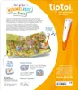 The image shows the back cover of a children's book and a tiptoi pen, with promotional text and graphics. Anteprima dell’immagine prodotto