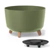 A green planter with wooden legs and a black drainage tray. Anteprima dell’immagine prodotto