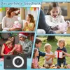 A collage of images showing families and children receiving and opening gifts, with a camera in the foreground. Produktbild-Vorschau