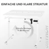 An exploded view of a white height-adjustable desk, showing its components and assembly. Anteprima dell’immagine prodotto