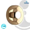A close-up of a gold-colored faucet rosette on a white background. Produktbild-Vorschau