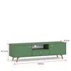 A green TV stand with dimensions indicated by red lines and text. Podgląd zdjęcia produktu