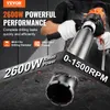 A person is holding a core drill, with text overlays highlighting its features and specifications. Produktbild-Vorschau