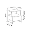 A line drawing of a nightstand with dimensions indicated by lines and text. Anteprima dell’immagine prodotto