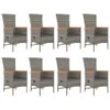 vidaXL 9-tlg. Garten-Essgruppe mit Kissen Grau Poly Rattan Produktbild-Vorschau 5