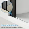 Close-up view of a shower wall installation, highlighting its flush mounting capability. Produktbild-Vorschau