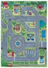 A colorful children's play mat depicting a city street scene with various buildings, roads, and recreational areas. Produktbild-Vorschau