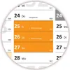 A close-up view of a calendar page showing dates and holidays. Produktbild-Vorschau
