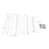 A collection of white metal frame pieces and an instruction manual laid out on a white background. Voir les images du produit