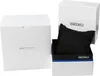 Two white Seiko watch boxes, one open showing a black cushion inside. Podgląd zdjęcia produktu