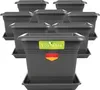 A set of dark gray square planters with saucers, arranged in a staggered formation. Produktbild-Vorschau