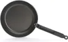 A black frying pan with a black handle is shown from a top-down, slightly angled perspective against a white background. Podgląd zdjęcia produktu